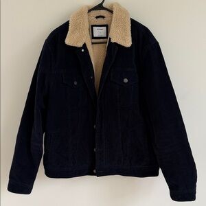 Old Navy Black Jacket with Tan Sherpa Collar
